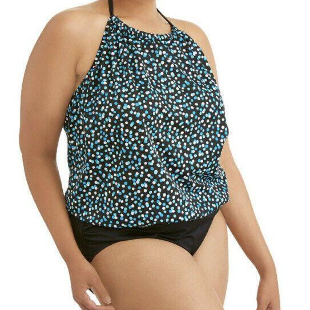 Simply Slim Women's Plus High Neck Blouson Swim